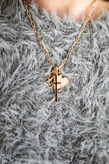 Celia Paperclip Chain Charm Necklace Base | Shiny Gold