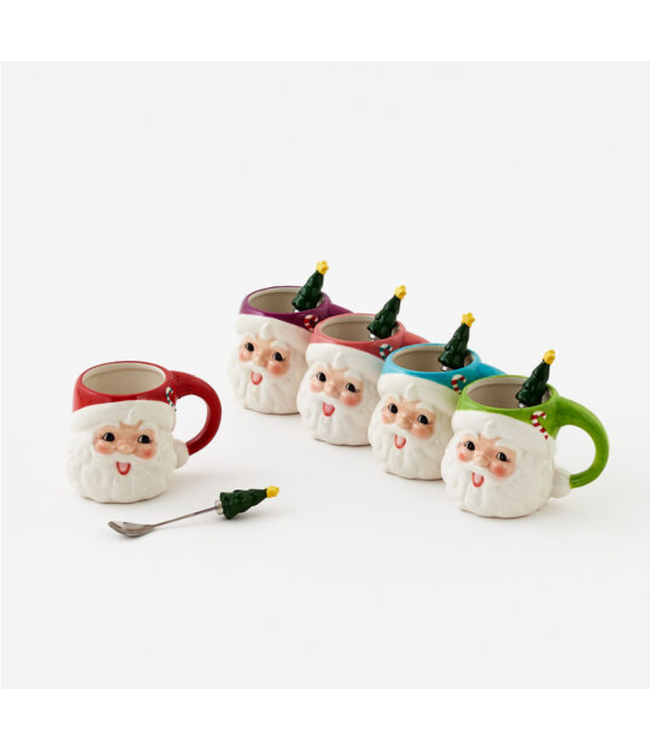 Ceramic Santa Mug with Spoon | Assorted Colors