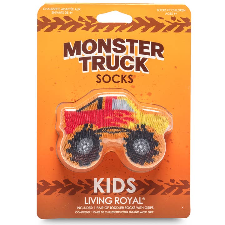 3D Packaged Crew Socks | Orange Monster Truck