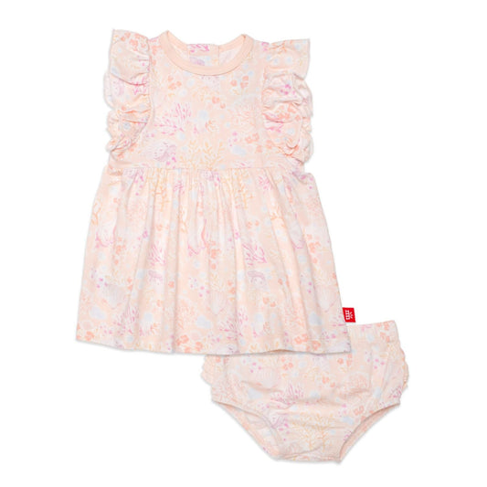 Magnetic Dress + Diaper Cover Set | Coral Floral