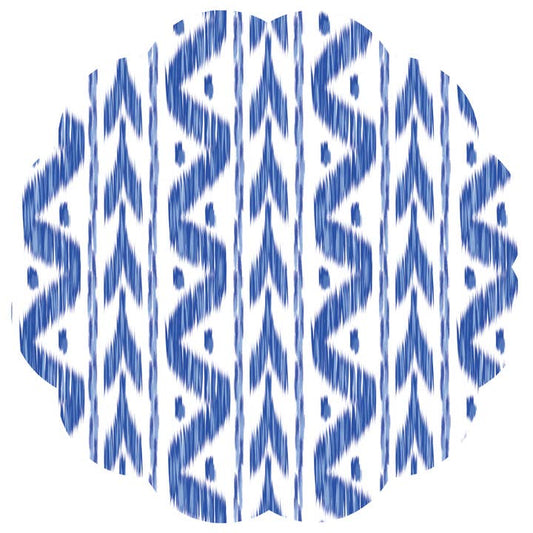 Scalloped Paper Placemat Pad | Blue Ikat