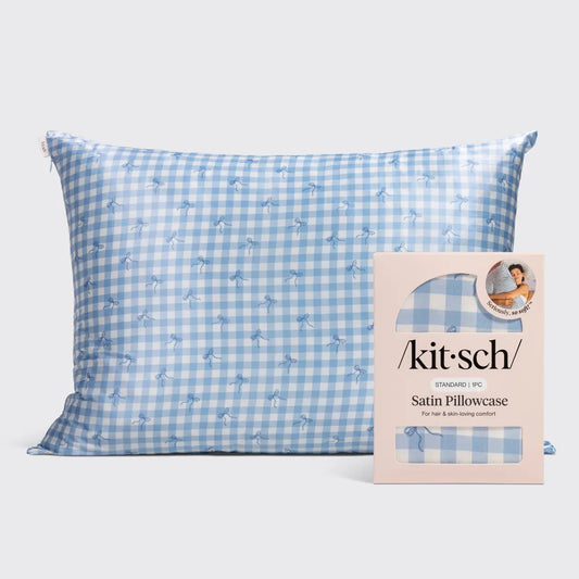 Satin Pillowcase | Gingham Blue