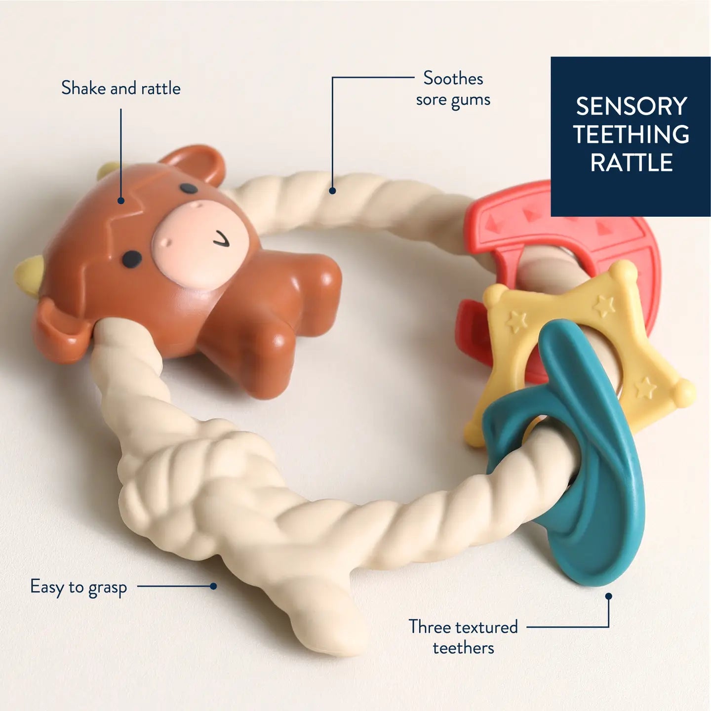 Silicone Teether Rattle | Highland Cow