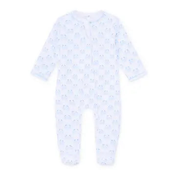 Little Crawlers Print Zip Footie | Light Blue