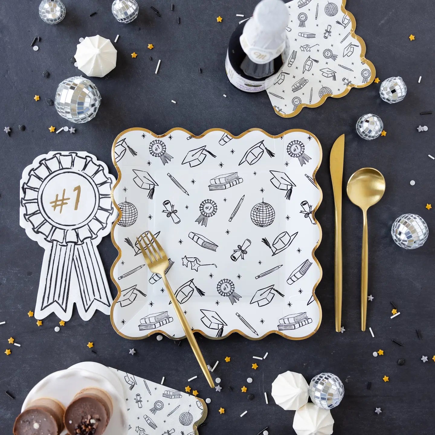 Grad Icon Foil Napkin Cocktail