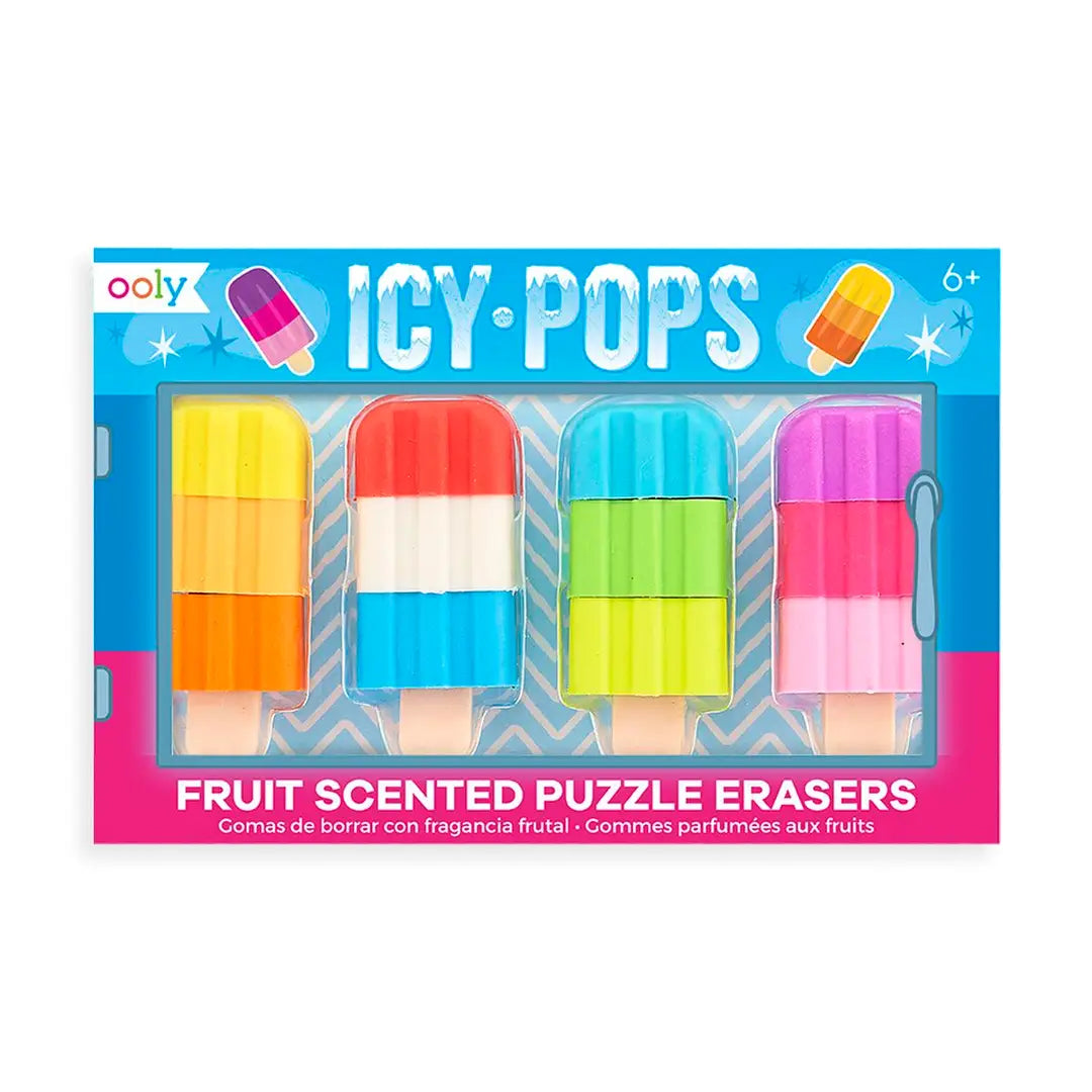 Icy Pops: Fruit Scented Puzzle Erasers (Set of 4)