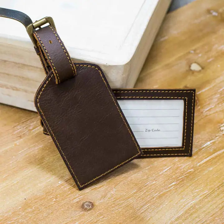 Leather Luggage Tag | Dark Brown