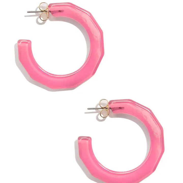 Small Textured Hoop Earring | Pink