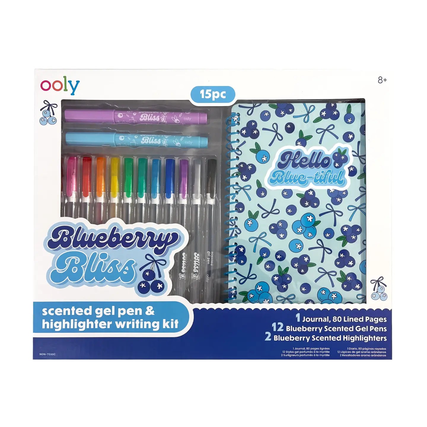 Blueberry Bliss: Scented Gel Pen & Highlighter Writing Kit