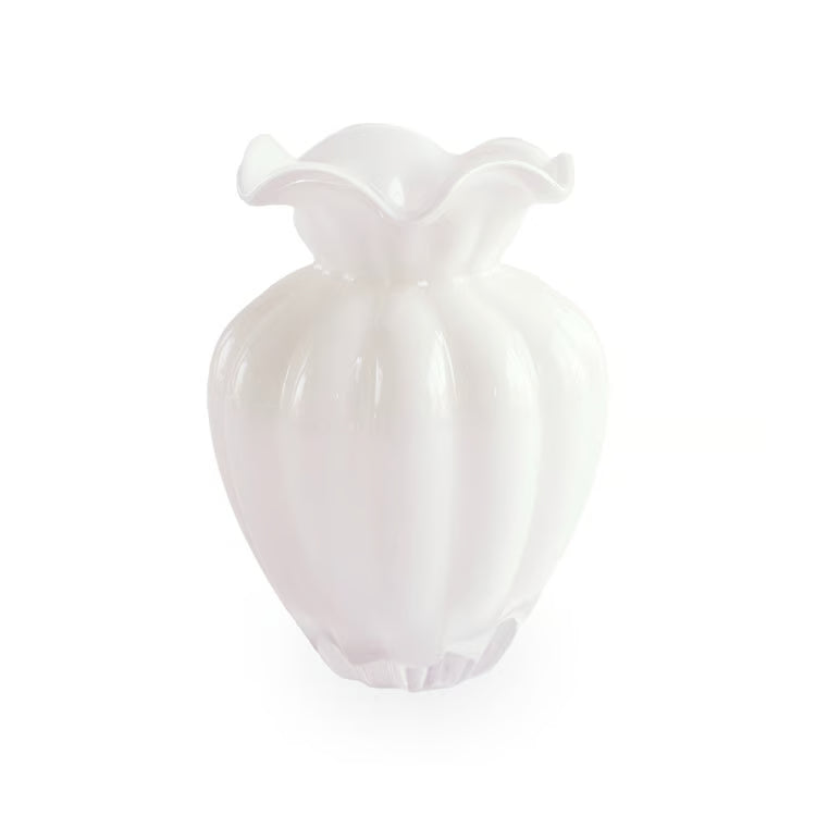 Glass Petal Medium Vase | Cream