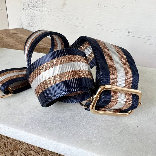 Bag Strap - Stripe Gold and Navy