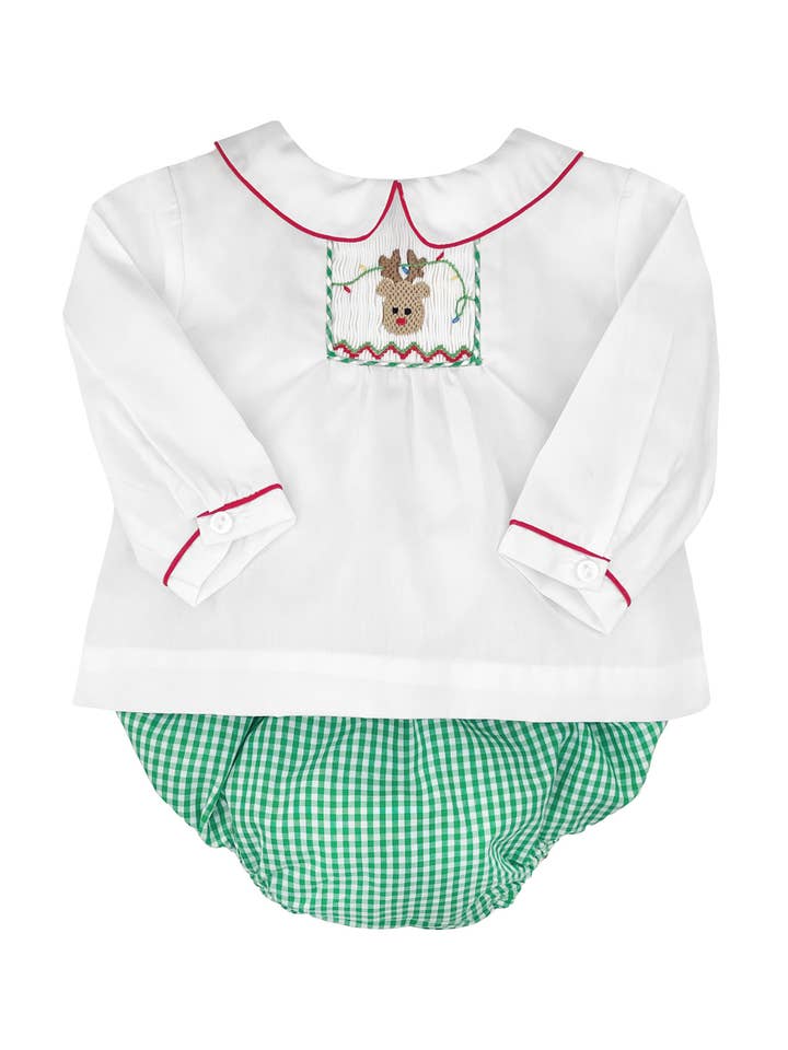 Smocked Diaper Set | Reindeer