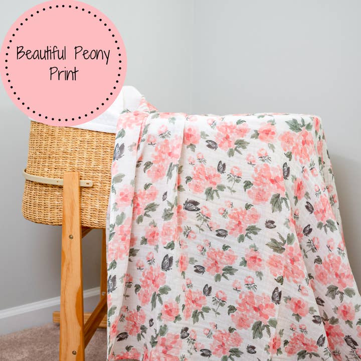 Muslin Swaddle Blanket | Pretty in Peony