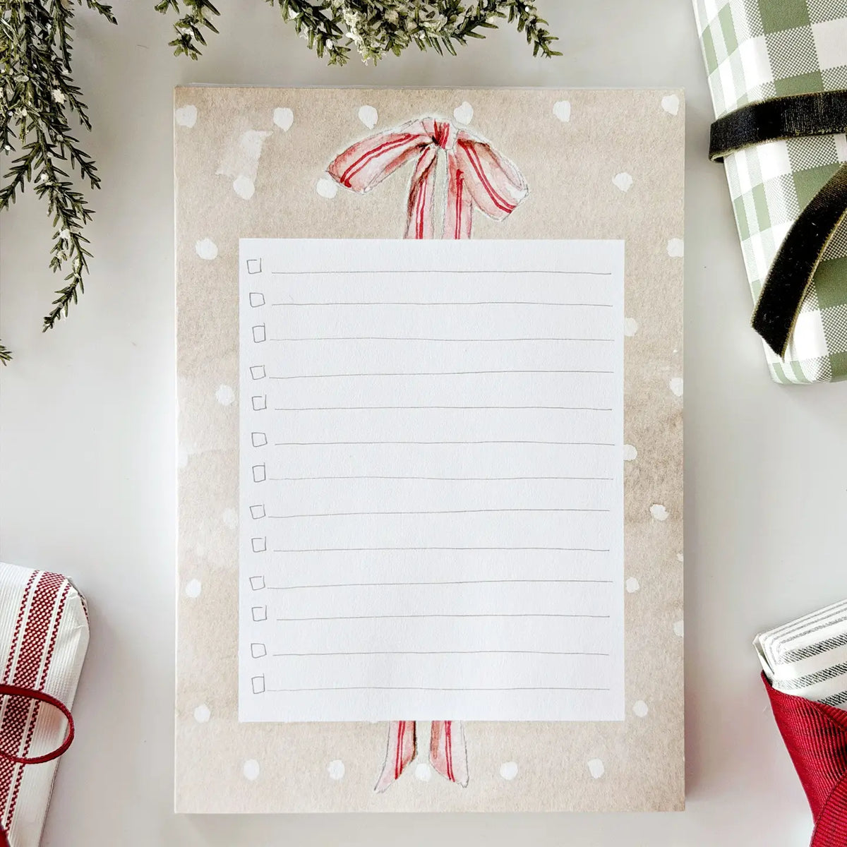 Christmas Checklist Notepad | Pink Bow
