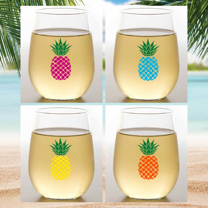 Unbreakable Wine Glasses | Pineapples | Set of 4