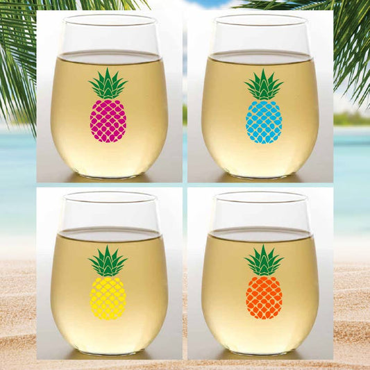 Unbreakable Wine Glasses | Pineapples | Set of 4