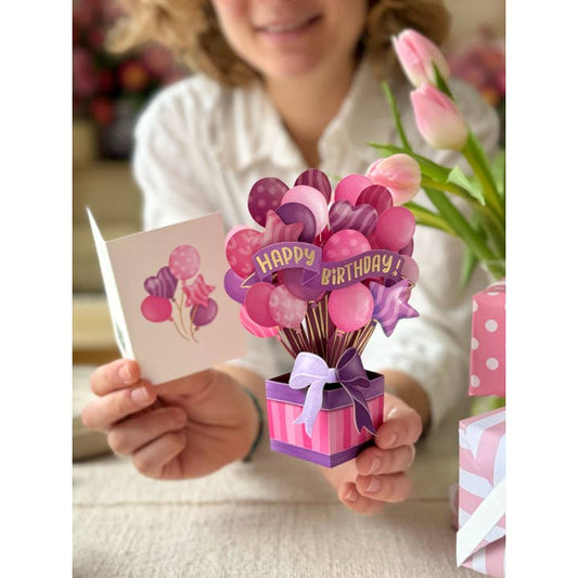 Mini Pop-Up Greeting Cards | Pink Birthday Balloons