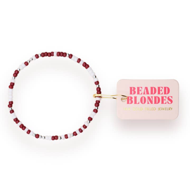 Maroon & White Game Day Sprinkle Bracelet