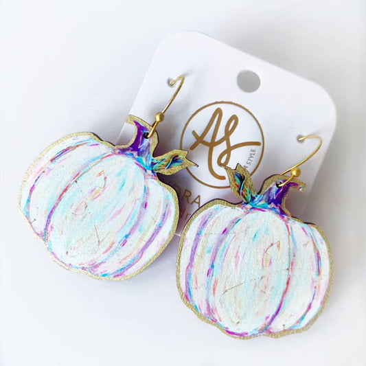 Fall Statement Earrings | White Pumpkins