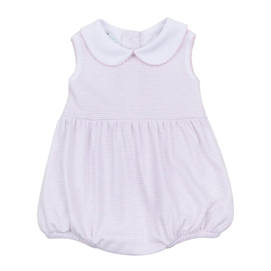 Mini Stripes Collared Sleeveless Bubble | Pink
