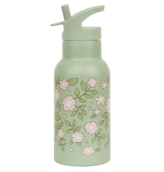 Kids Stainless Steel Water Bottle - Blossoms (Sage)