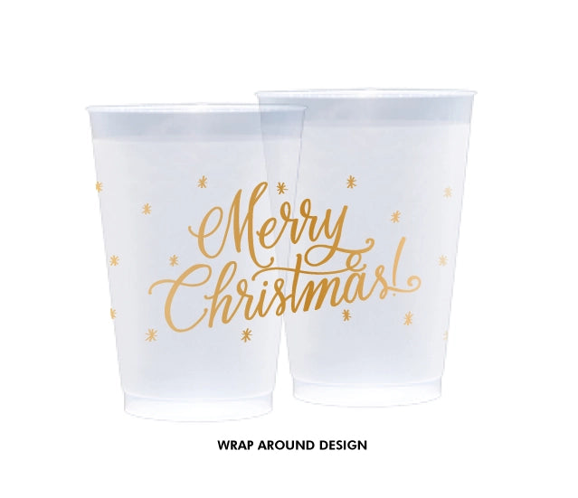 Frosted Cups | Merry Christmas Calligraphy | 20 oz