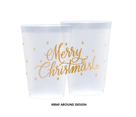 Frosted Cups | Merry Christmas Calligraphy | 20 oz