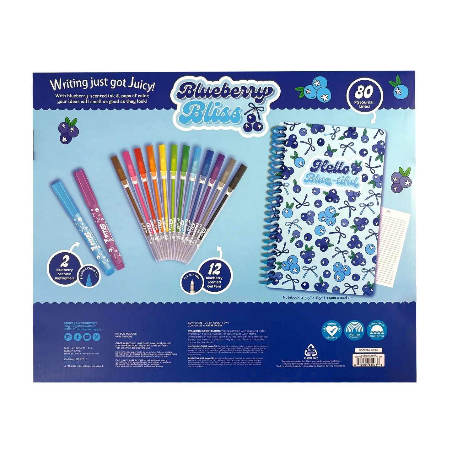 Blueberry Bliss: Scented Gel Pen & Highlighter Writing Kit