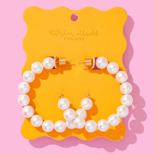 Large Hoop Earrings | Gold-Plated w/ Pearls | Alice