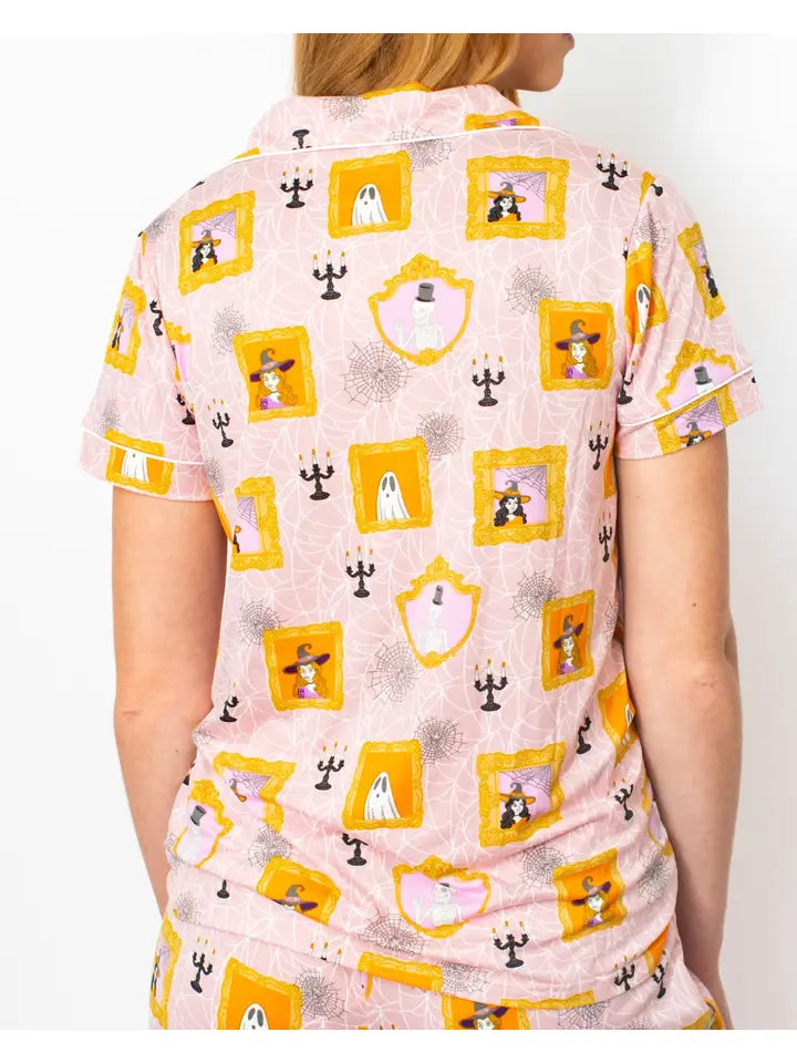 Short Sleeve Button Up Sleep Shirt | Gilded Ghouls