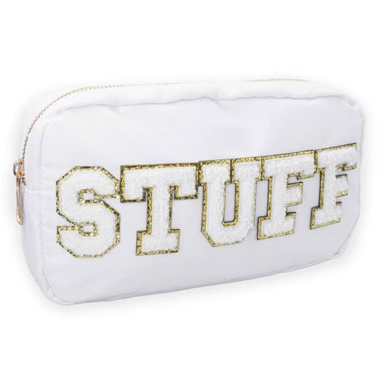 Nylon Chenille Travel Makeup Pouch | Stuff | White/White