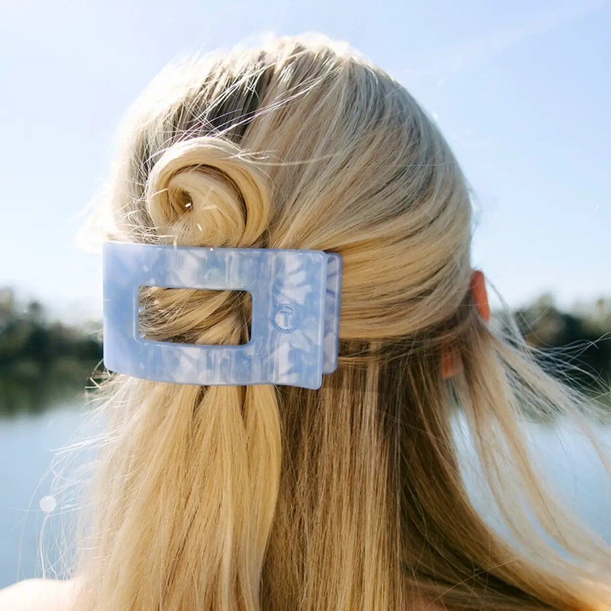 Teleties Flat Rectangle Hair Clip | Blue Lagoon | Assorted Sizes