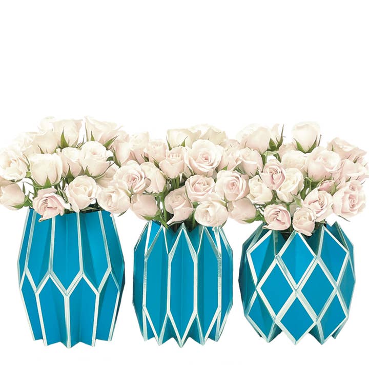 Paper Vase Wraps | Peacock Blue