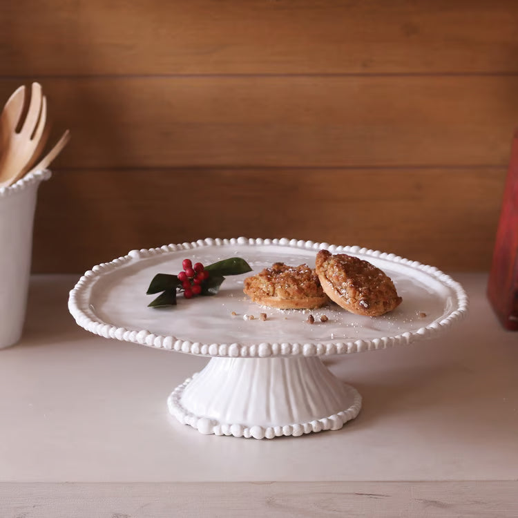 VIDA Alegria Pedestal Cake Plate | White