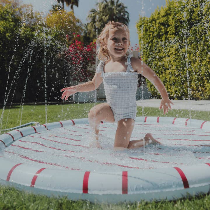 Kids Splash Pad | Blue & Red Striped