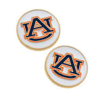 Auburn Tigers Enamel Disc Stud Earrings in White