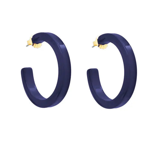 Medium Resin Hoop Earring | Navy