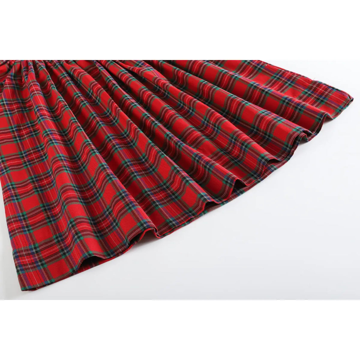 Red Christmas Plaid Smocked Bishop Dress