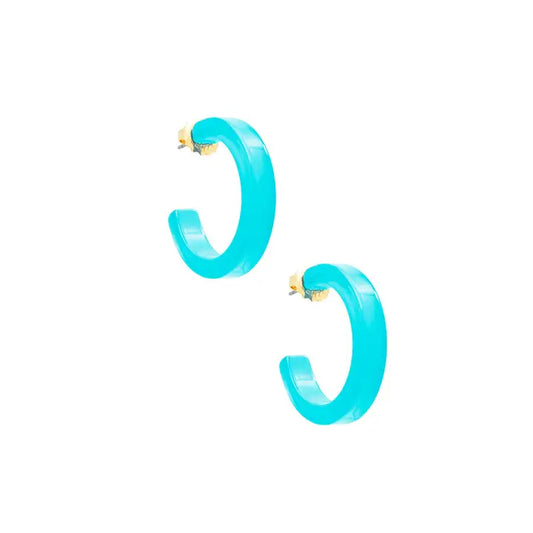 Small Resin Hoop Earring | Neon Blue