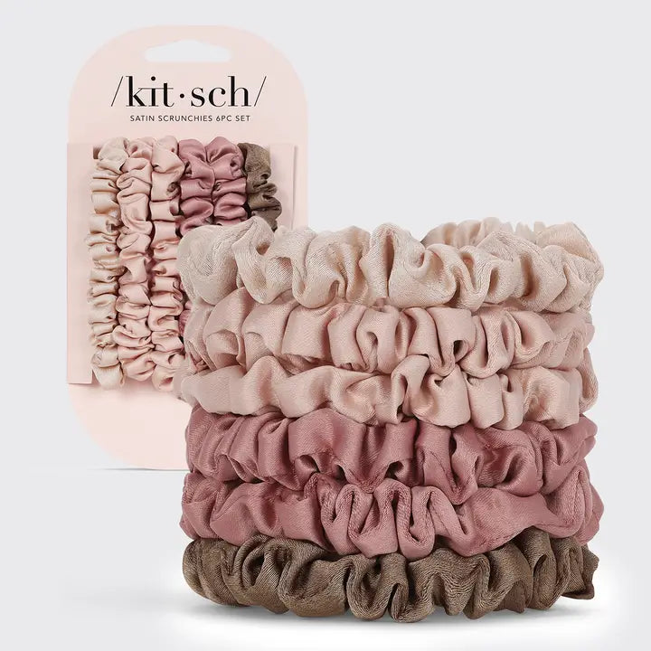 Ultra Petite Satin Scrunchies 6pc | Terracotta