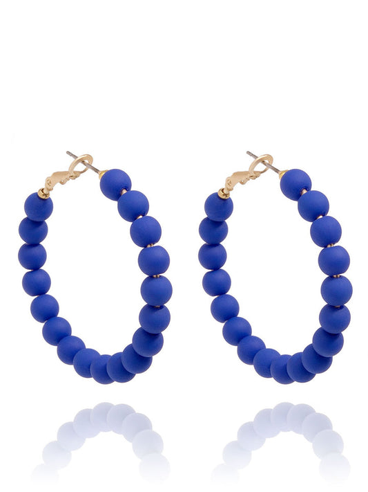 Matte Resin Bead Hoop Earring | Cobalt
