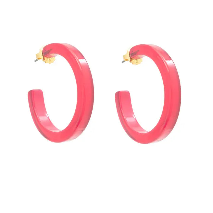 Medium Resin Hoop Earring | Pink
