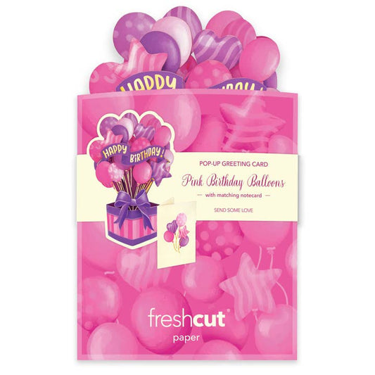 Mini Pop-Up Greeting Cards | Pink Birthday Balloons