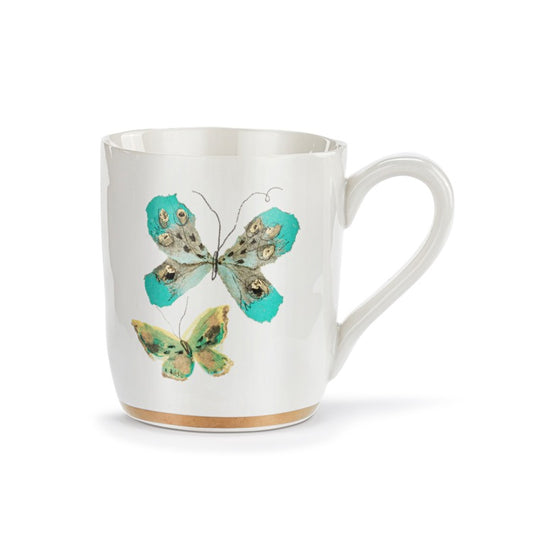 Butterfly Mug w/Gold Trim | Turquoise & Green Duo