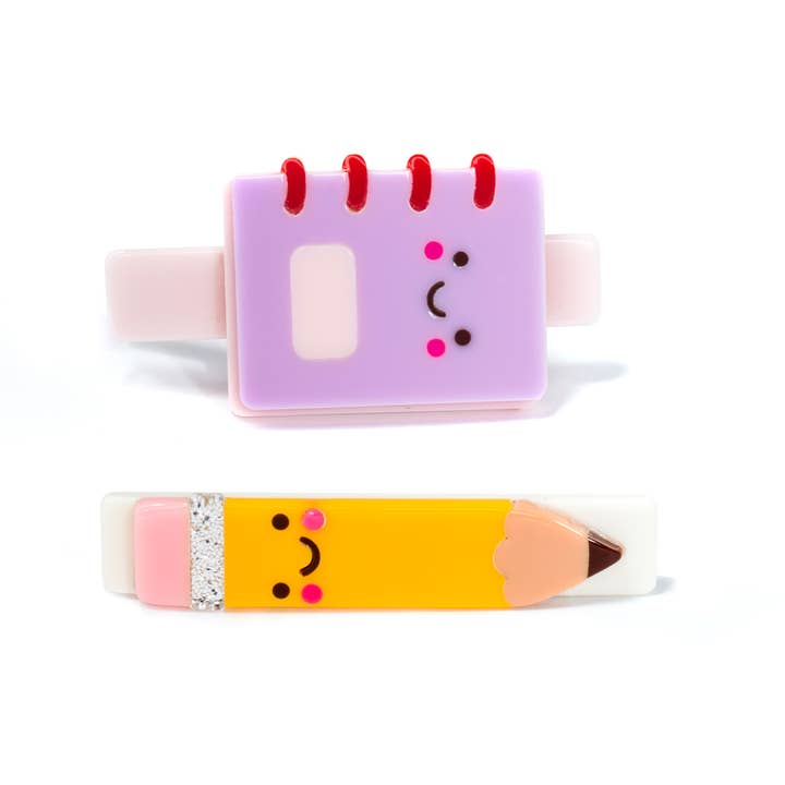 Hair Clips | Notebook Purple & Pencil