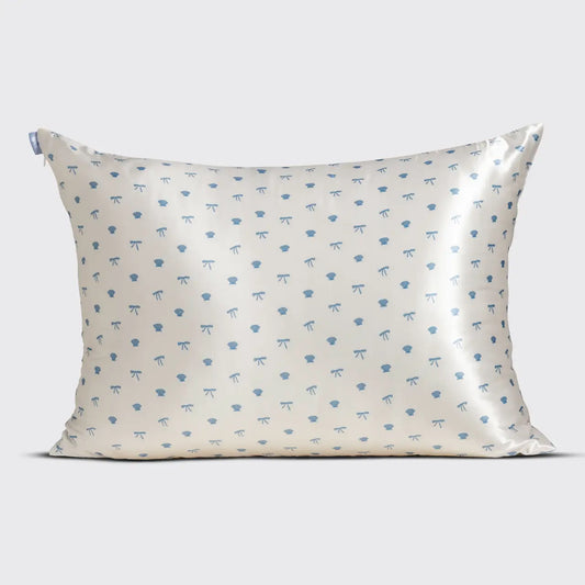 Satin Pillowcase | Pearlized Cream & Coastal Blue Print