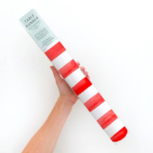Red and White Stripe Christmas Table Runner