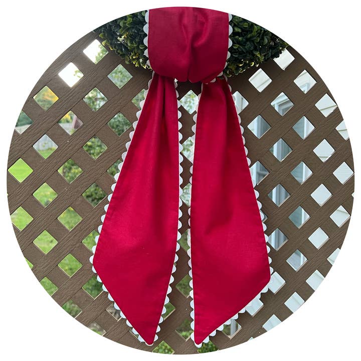Linen Sash | Red with White Trim