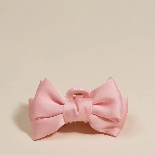 Mini Satin Bow Claw Clip | Blush