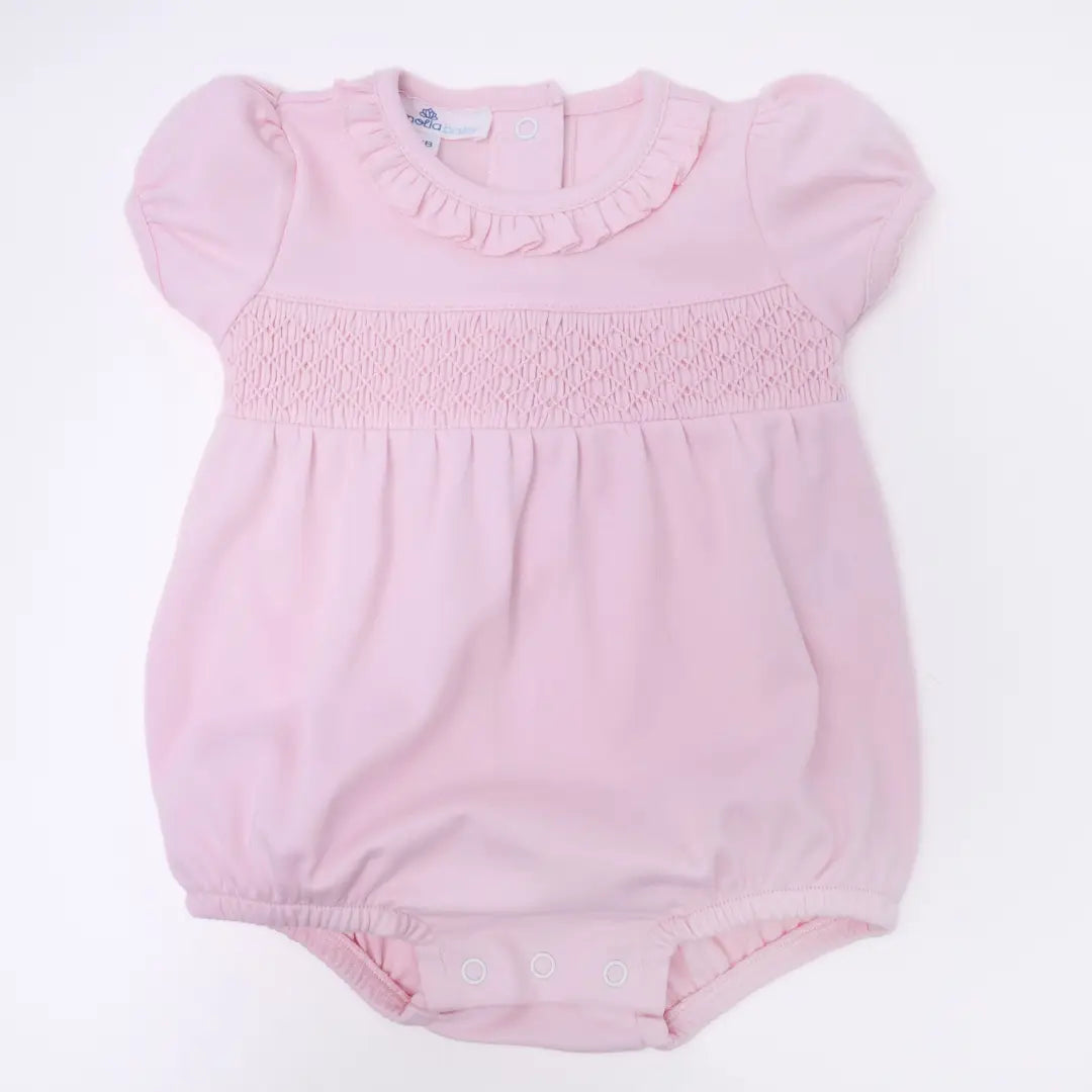 Essentials Solid Smocked Bubble | Pink